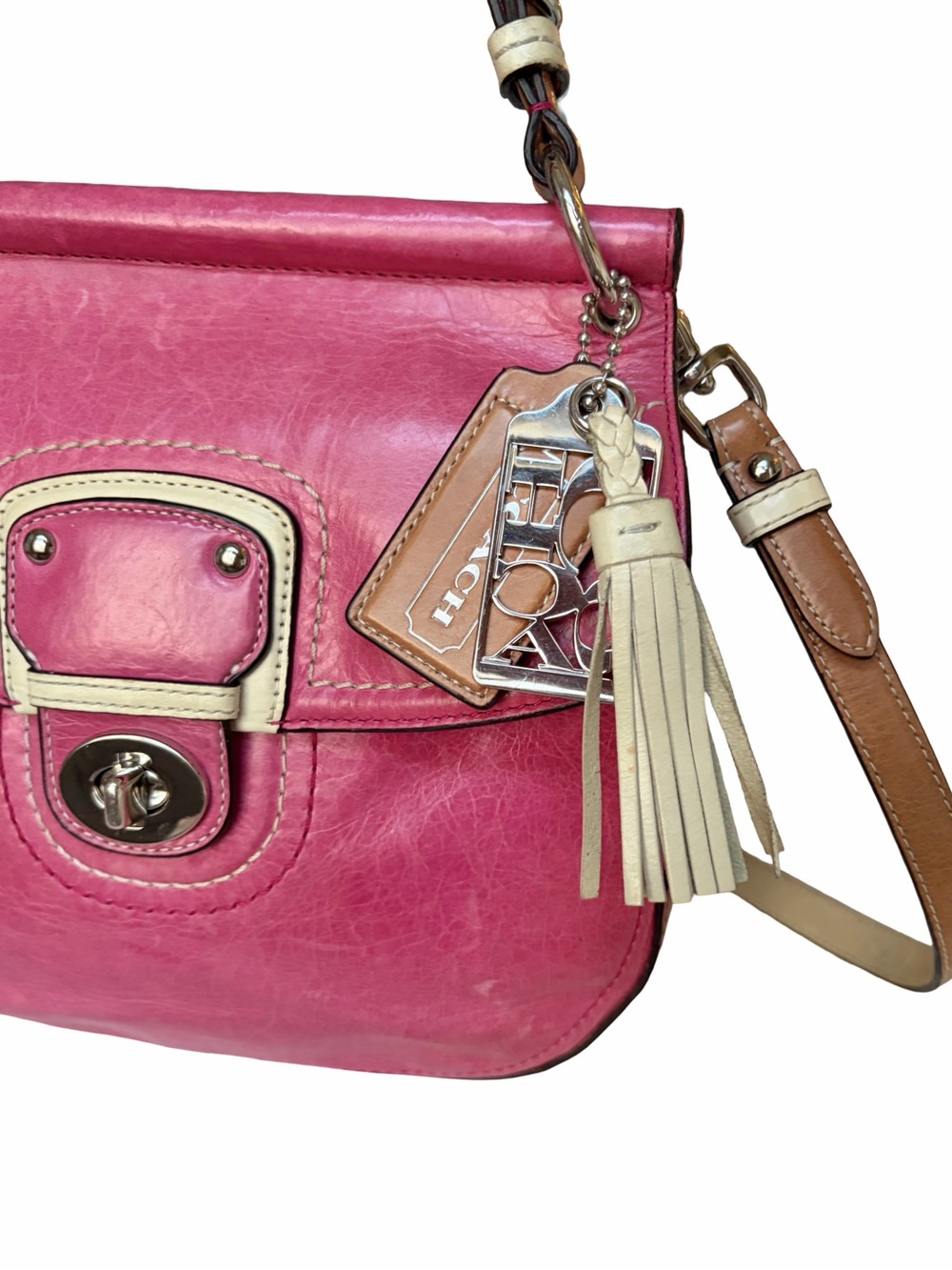 COACH Legacy Limited Edition Willis Pink Vachetta Leather Flap Bag - Picture 4 of 15